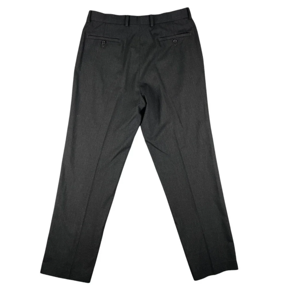 Ralph Lauren Dress Pants Men 34x32 Brown Gray Flat Front Classic Fit Stretch VTG